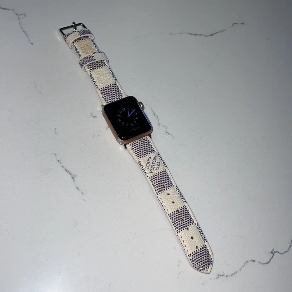 Louis Vuitton Cream and Gray Checkered Smartwatch Band - Picture 3 of 5